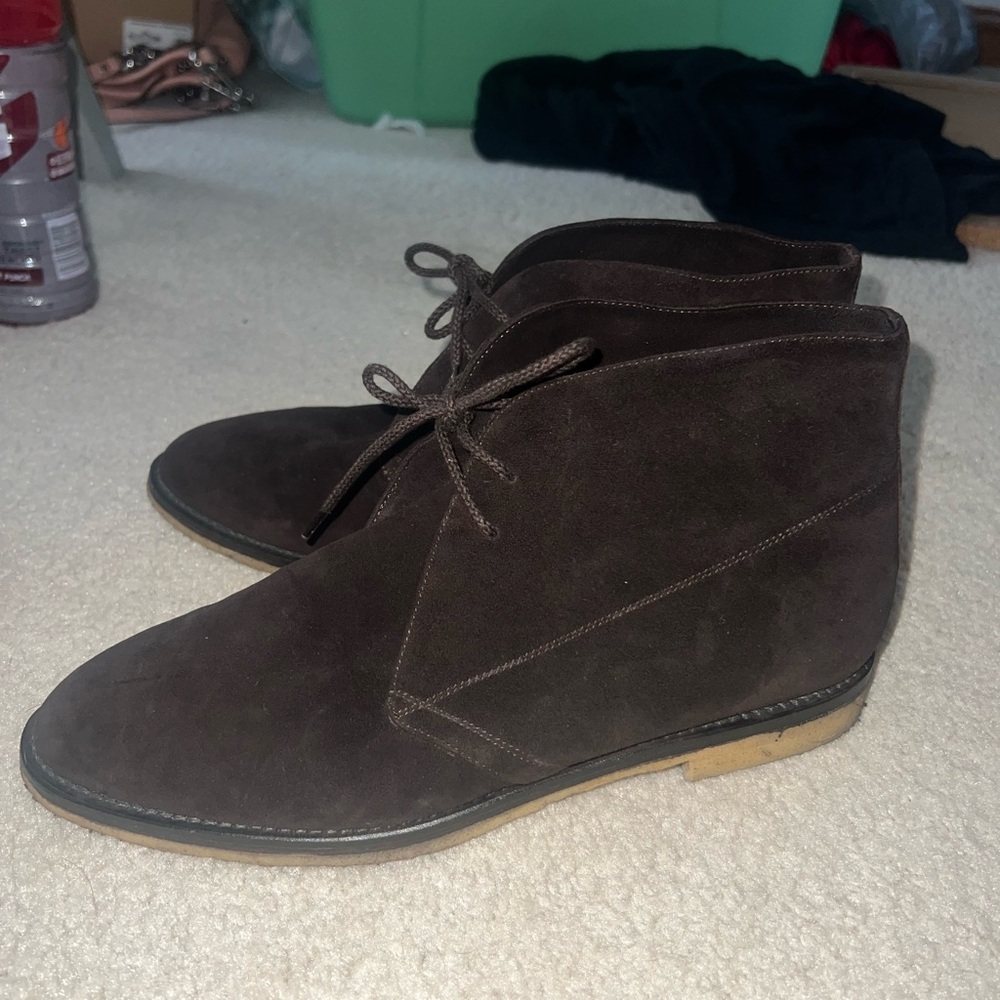 Manolo Blahnik Suede Ankle Lace Up Boots